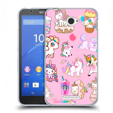Пластиковый чехол на Sony Xperia E4 с принтом розовые единороги Пластиковый чехол на Sony Xperia E4 с принтом розовые единороги