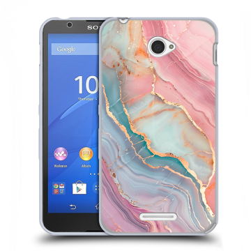 Пластиковый чехол на Sony Xperia E4 с принтом розовый мрамор Пластиковый чехол на Sony Xperia E4 с принтом розовый мрамор