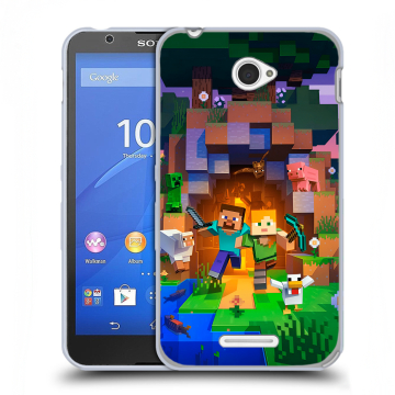 Пластиковый чехол на Sony Xperia E4 с принтом Майнкрафт Minecraft