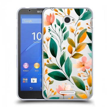 Пластиковый чехол на Sony Xperia E4 с принтом Цветы паттерн Пластиковый чехол на Sony Xperia E4 с принтом Цветы паттерн