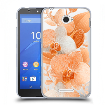 Пластиковый чехол на Sony Xperia E4 с принтом Бежевые цветы Пластиковый чехол на Sony Xperia E4 с принтом Бежевые цветы