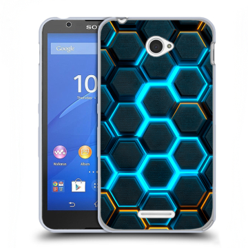 Пластиковый чехол на Sony Xperia E4 с принтом Неоновые соты Пластиковый чехол на Sony Xperia E4 с принтом Неоновые соты
