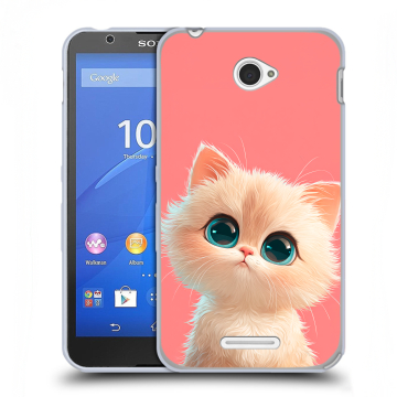 Пластиковый чехол на Sony Xperia E4 с принтом Розовый котенок Пластиковый чехол на Sony Xperia E4 с принтом Розовый котенок