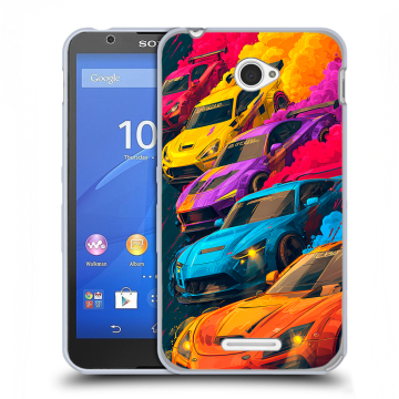 Пластиковый чехол на Sony Xperia E4 с принтом Тачки Пластиковый чехол на Sony Xperia E4 с принтом Тачки