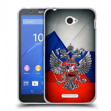 Пластиковый чехол на Sony Xperia E4 с принтом Флаг России Пластиковый чехол на Sony Xperia E4 с принтом Флаг России