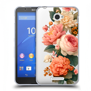 Пластиковый чехол на Sony Xperia E4 с принтом цветы Пластиковый чехол на Sony Xperia E4 с принтом цветы
