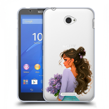 Пластиковый чехол на Sony Xperia E4 с принтом девушка цветы Пластиковый чехол на Sony Xperia E4 с принтом девушка цветы