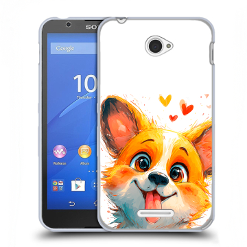 Пластиковый чехол на Sony Xperia E4 с принтом корги Пластиковый чехол на Sony Xperia E4 с принтом корги