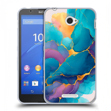 Пластиковый чехол на Sony Xperia E4 с принтом Мрамор блестки Пластиковый чехол на Sony Xperia E4 с принтом Мрамор блестки