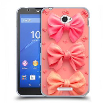 Пластиковый чехол на Sony Xperia E4 с принтом Розовые бантики Пластиковый чехол на Sony Xperia E4 с принтом Розовые бантики