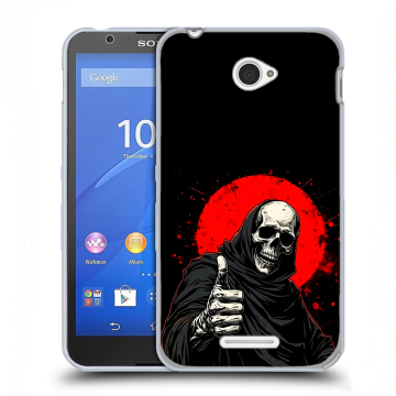 Пластиковый чехол на Sony Xperia E4 с принтом смешной скелет Пластиковый чехол на Sony Xperia E4 с принтом смешной скелет