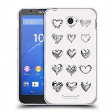 Пластиковый чехол на Sony Xperia E4 с принтом Y2K сердечки Пластиковый чехол на Sony Xperia E4 с принтом Y2K сердечки
