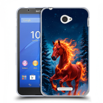 Пластиковый чехол на Sony Xperia E4 с принтом Новый год коня Пластиковый чехол на Sony Xperia E4 с принтом Новый год коня