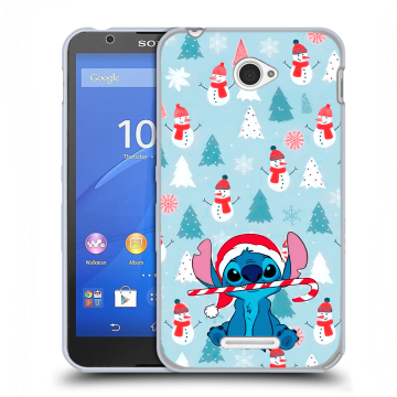 Пластиковый чехол на Sony Xperia E4 с принтом Стич Новый год Пластиковый чехол на Sony Xperia E4 с принтом Стич Новый год