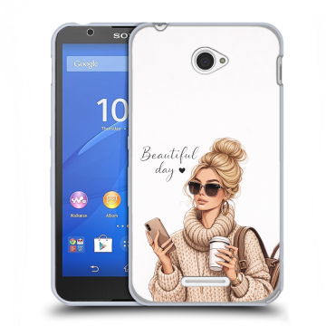 Пластиковый чехол на Sony Xperia E4 с принтом женский Пластиковый чехол на Sony Xperia E4 с принтом женский