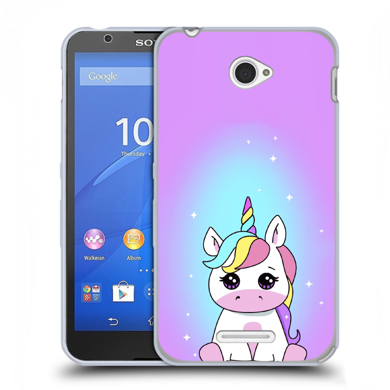 Пластиковый чехол на Sony Xperia E4 с принтом Единорог Пластиковый чехол на Sony Xperia E4 с принтом Единорог