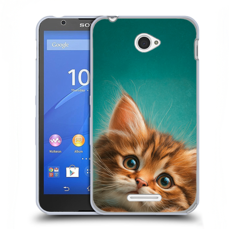 Пластиковый чехол на Sony Xperia E4 с принтом котенок Пластиковый чехол на Sony Xperia E4 с принтом котенок