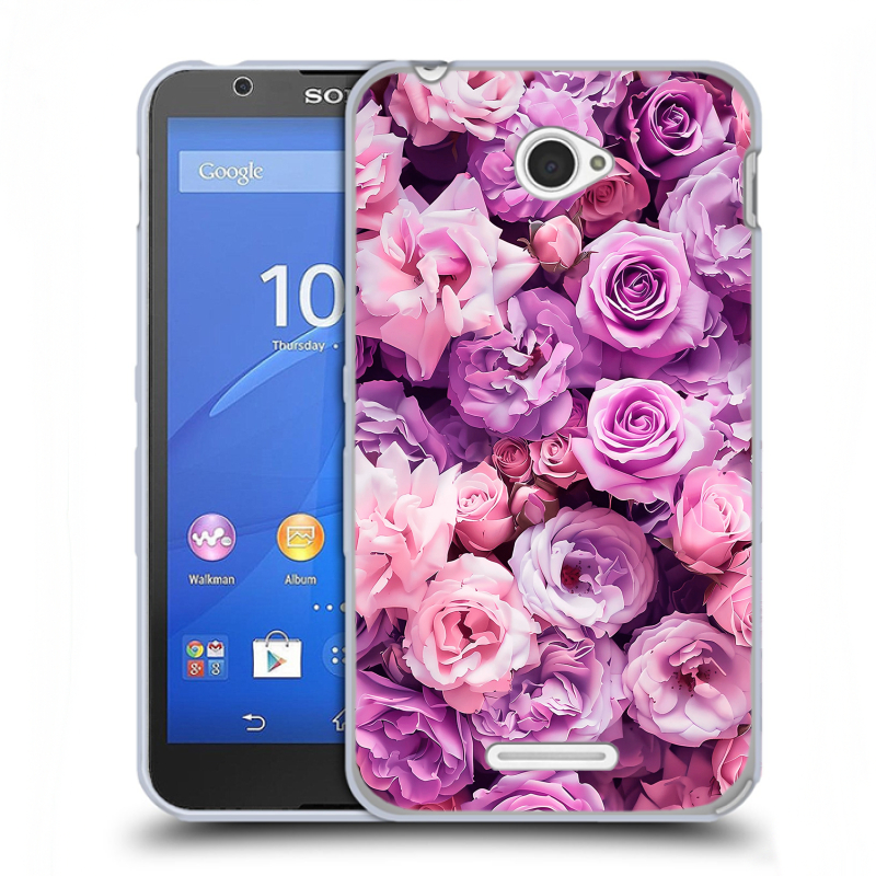 Пластиковый чехол на Sony Xperia E4 с принтом лавандовые розы Пластиковый чехол на Sony Xperia E4 с принтом лавандовые розы