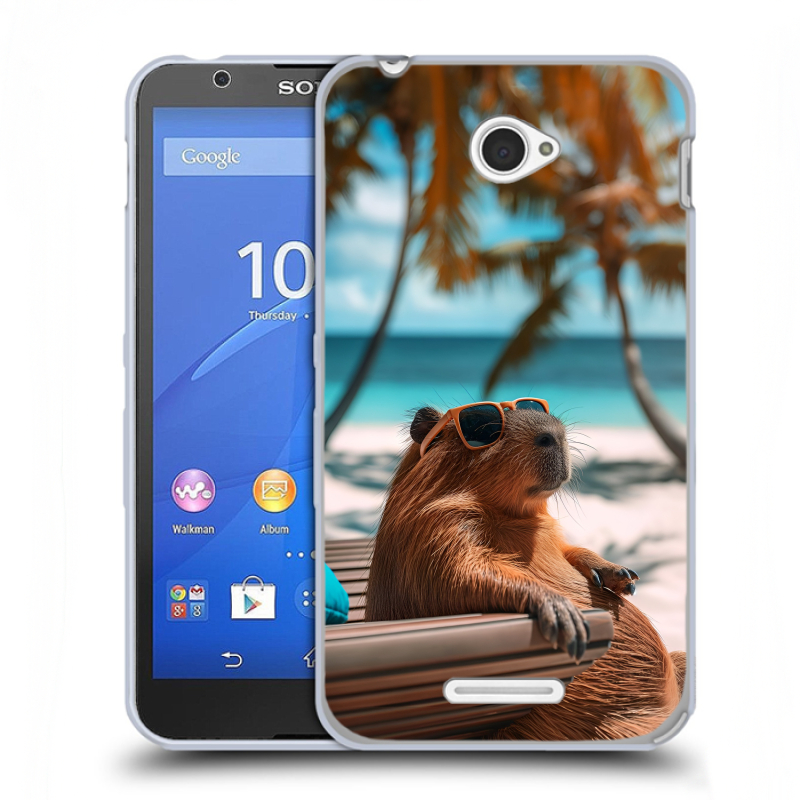 Пластиковый чехол на Sony Xperia E4 с принтом Капибара Пластиковый чехол на Sony Xperia E4 с принтом Капибара