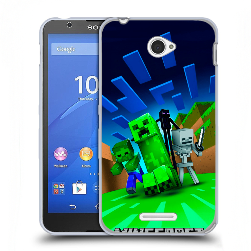 Пластиковый чехол на Sony Xperia E4 с принтом Майнкрафт Пластиковый чехол на Sony Xperia E4 с принтом Майнкрафт