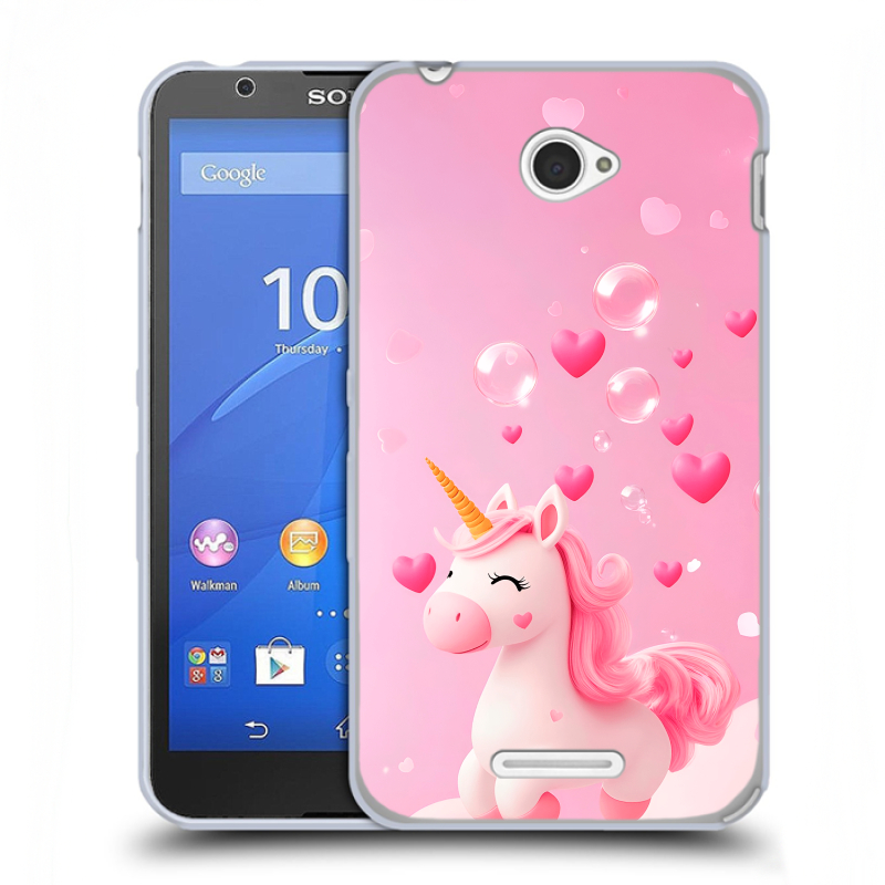 Пластиковый чехол на Sony Xperia E4 с принтом Единорог Пластиковый чехол на Sony Xperia E4 с принтом Единорог
