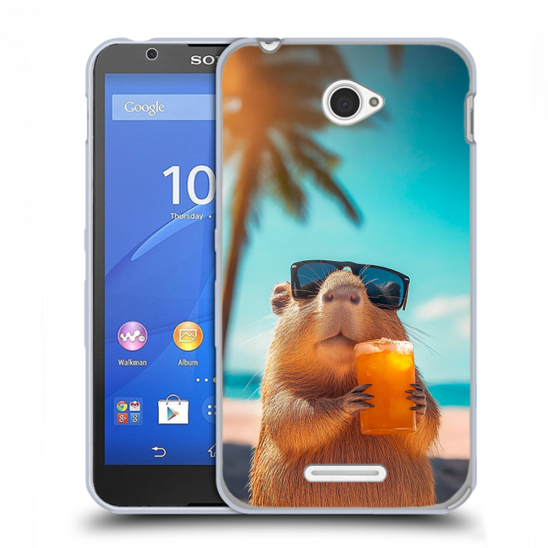 Пластиковый чехол на Sony Xperia E4 с принтом Капибара Пластиковый чехол на Sony Xperia E4 с принтом Капибара