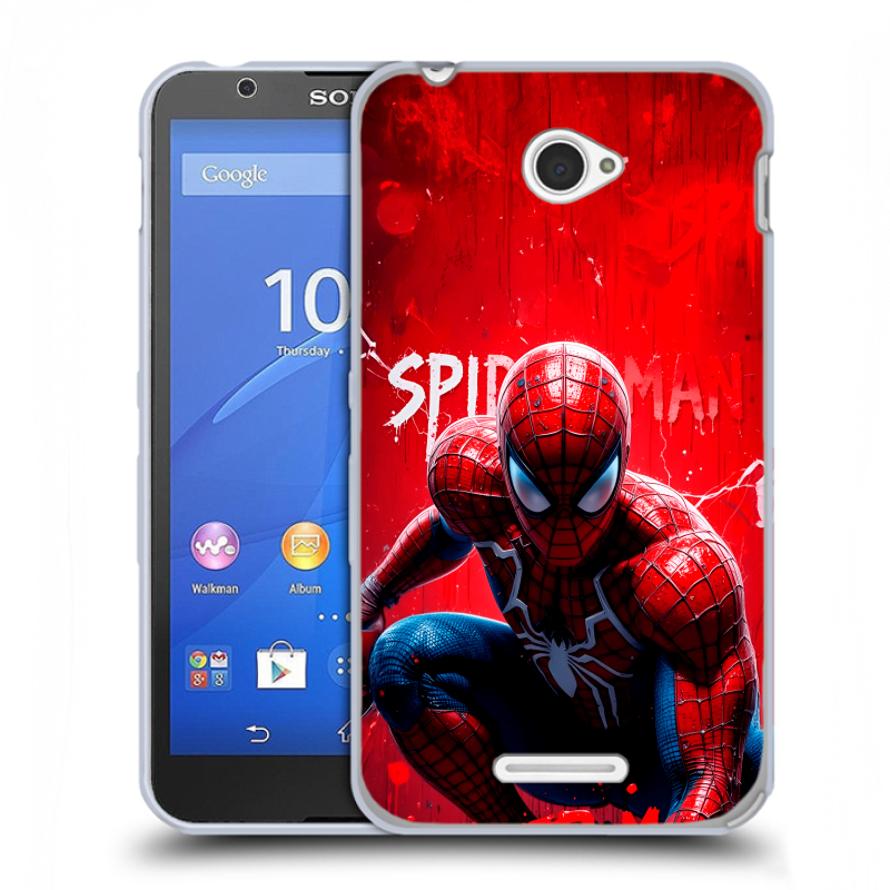 Пластиковый чехол на Sony Xperia E4 с принтом Spiderman Человек паук Пластиковый чехол на Sony Xperia E4 с принтом Spiderman Человек паук