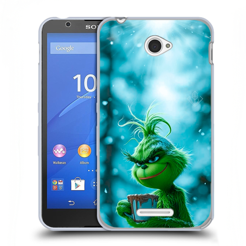 Пластиковый чехол на Sony Xperia E4 с принтом Новый год гринч Пластиковый чехол на Sony Xperia E4 с принтом Новый год гринч