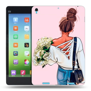 Силиконовый чехол на планшета Xiaomi MiPad с принтом Девушка и букет
