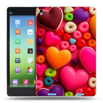 Силиконовый чехол на планшета Xiaomi MiPad с принтом Сердечки