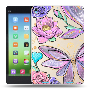 Силиконовый чехол на Xiaomi MiPad с принтом Бабочки и цветы