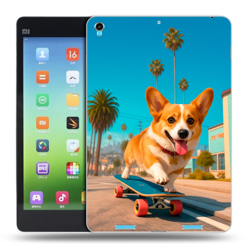 Силиконовый чехол на Xiaomi MiPad с принтом Корги на скейте