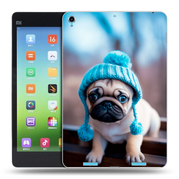 Силиконовый чехол на Xiaomi MiPad с принтом Мопс в шапке