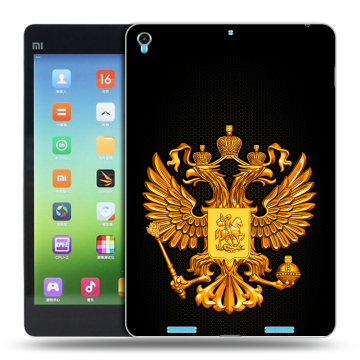 Силиконовый чехол на Xiaomi MiPad с принтом Герб России желтый