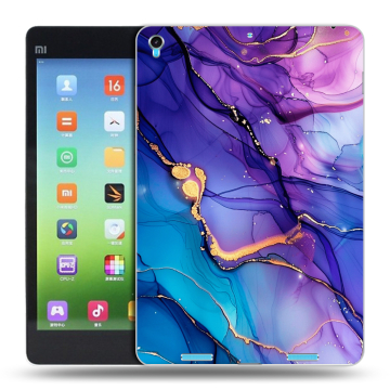 Силиконовый чехол на Xiaomi MiPad с принтом синий мрамор
