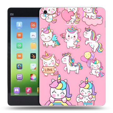 Силиконовый чехол на Xiaomi MiPad с принтом Единороги и радуга