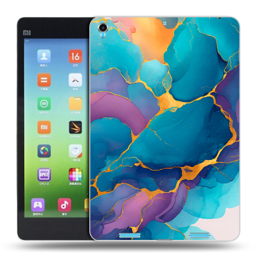 Силиконовый чехол на Xiaomi MiPad с принтом Мрамор блестки