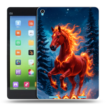 Силиконовый чехол на Xiaomi MiPad с принтом Новый год коня