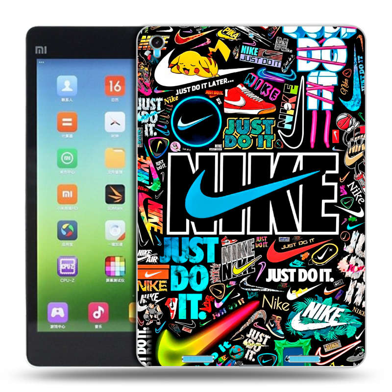 Силиконовый чехол на Xiaomi MiPad с принтом найк nike черный Силиконовый чехол на Xiaomi MiPad с принтом найк nike черный