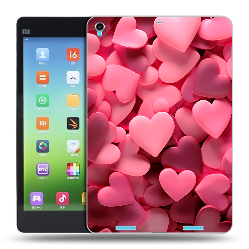 Силиконовый чехол на Xiaomi MiPad с принтом розовые сердечки Силиконовый чехол на Xiaomi MiPad с принтом розовые сердечки
