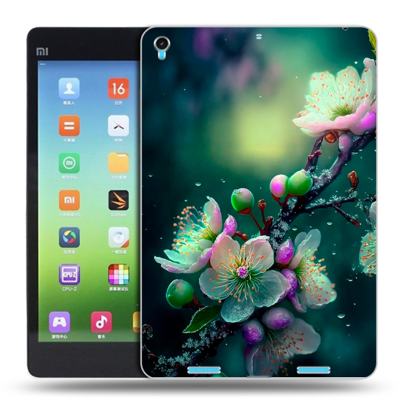 Силиконовый чехол на Xiaomi MiPad с принтом Цветы и мрамор Силиконовый чехол на Xiaomi MiPad с принтом Цветы и мрамор