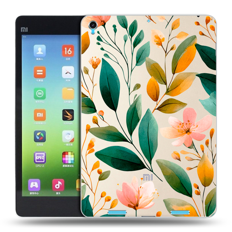 Силиконовый чехол на Xiaomi MiPad с принтом Цветы паттерн Силиконовый чехол на Xiaomi MiPad с принтом Цветы паттерн