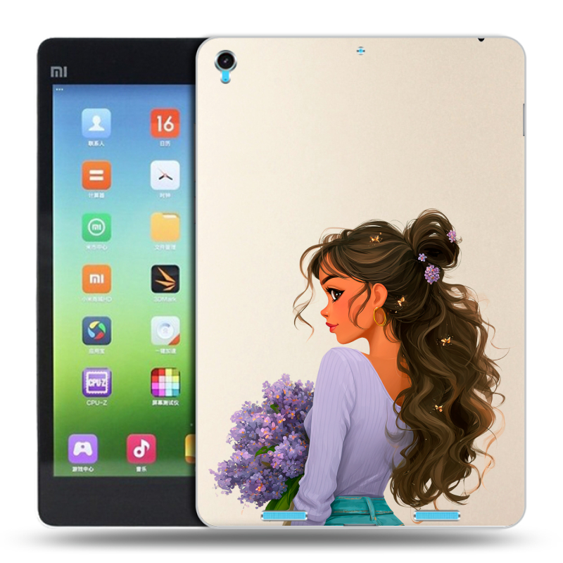 Силиконовый чехол на Xiaomi MiPad с принтом девушка цветы Силиконовый чехол на Xiaomi MiPad с принтом девушка цветы