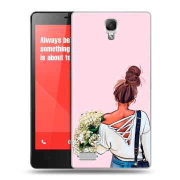 Пластиковый чехол на Xiaomi RedMi Note с принтом Девушка и букет