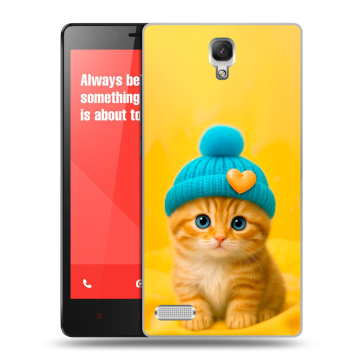 Пластиковый чехол на Xiaomi RedMi Note с принтом Котенок в шапке