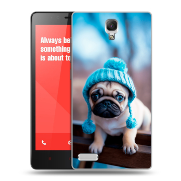 Пластиковый чехол на Xiaomi RedMi Note с принтом Мопс в шапке Пластиковый чехол на Xiaomi RedMi Note с принтом Мопс в шапке