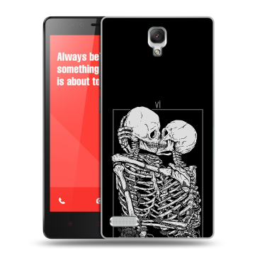Пластиковый чехол на Xiaomi RedMi Note с принтом Поцелуй скелетов Пластиковый чехол на Xiaomi RedMi Note с принтом Поцелуй скелетов