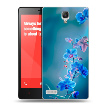 Пластиковый чехол на Xiaomi RedMi Note с принтом Голубые цветы Пластиковый чехол на Xiaomi RedMi Note с принтом Голубые цветы