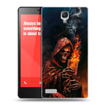 Пластиковый чехол на Xiaomi RedMi Note с принтом Скелет и карты Пластиковый чехол на Xiaomi RedMi Note с принтом Скелет и карты