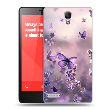 Пластиковый чехол на Xiaomi RedMi Note с принтом бабочки и лаванда Пластиковый чехол на Xiaomi RedMi Note с принтом бабочки и лаванда